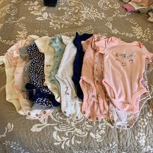 12 shirt sleeve girls onesies with 3 pants